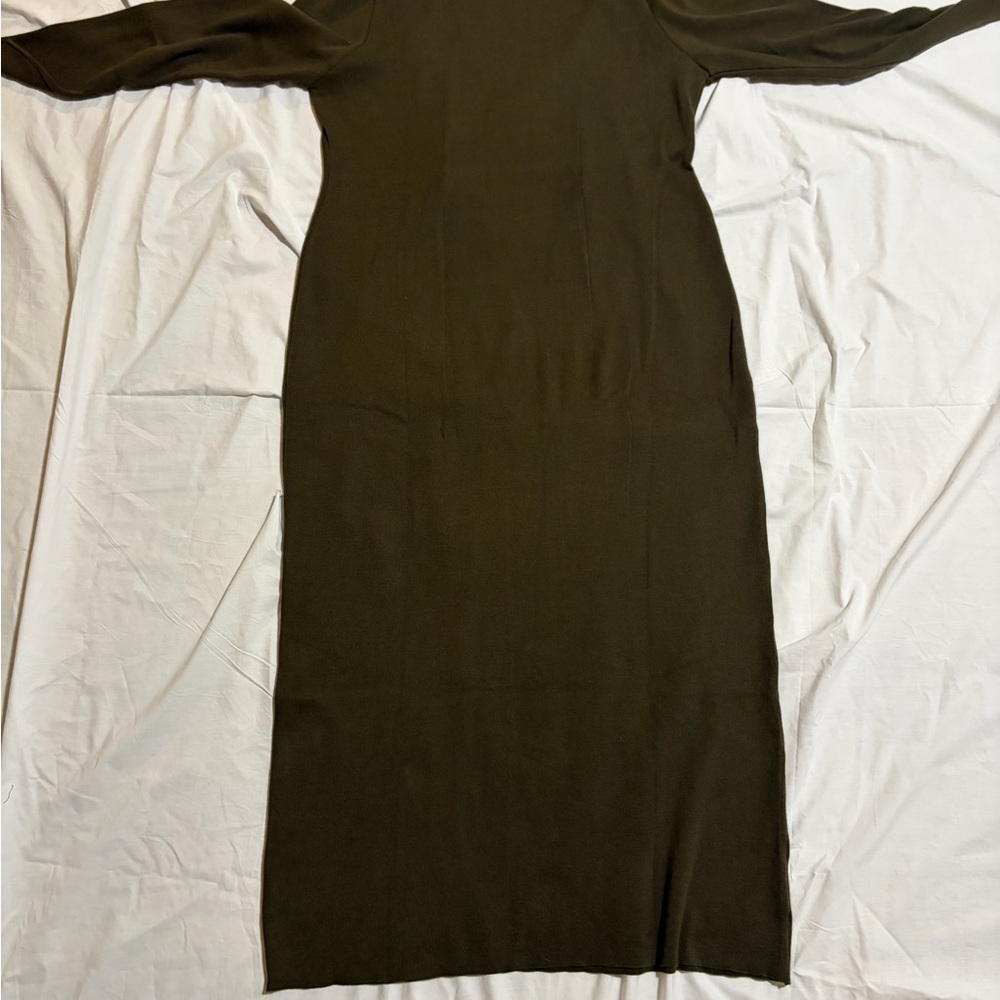 Peruvian Connection XL Olive Green LS Turtleneck Dress 100% Pima Cotton
